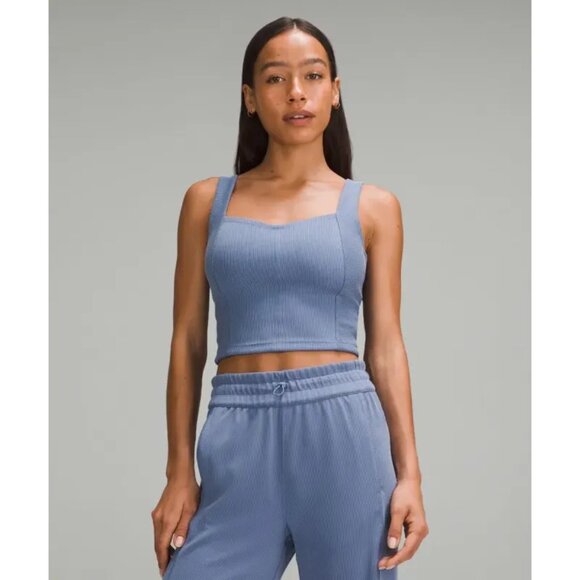 Lululemon Ribbed Softstreme Tank & Shorts Set Oasis Blue Size S Relaxed Fit - Picture 1 of 2